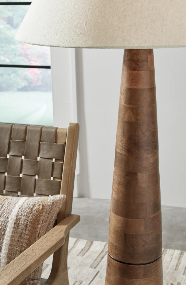 Contemporary Wood Floor Lamp with 3-Way Switch