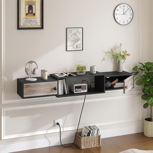 55" Floating TV Stand with Power Outlets & Doors