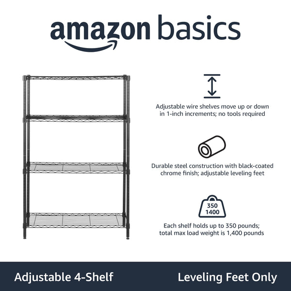 4-Shelf Adjustable Heavy Duty Steel Wire Rack