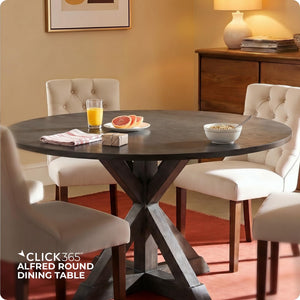 Round Solid Wood Farmhouse Dining Table