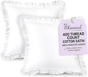 White Cotton Ruffle Throw Pillow Covers – Pack of 2