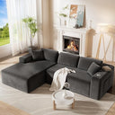 L-Shaped Sectional Sofa with Deep Seat & Storage Pockets