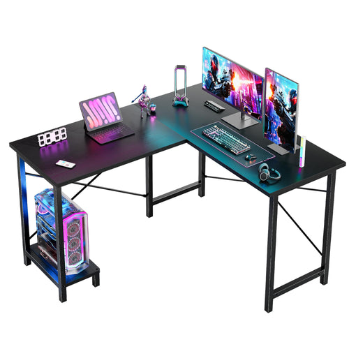 L-Shaped Gaming & Home Office Corner Desk 50 Inch with CPU Shelf