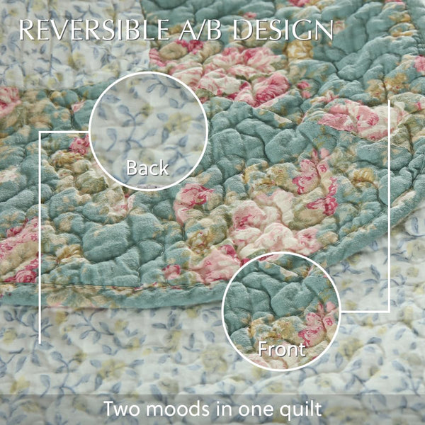 Floral Patchwork Cotton Quilt Set – 3-Piece Reversible Bedding Coverlet