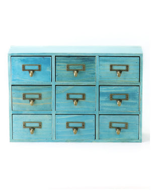9-Drawer Wooden Desk Organizer Cabinet