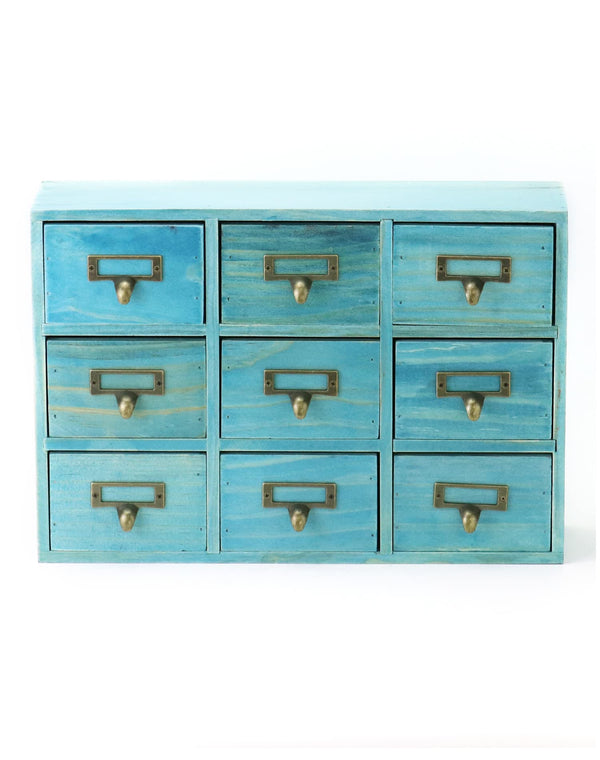 9-Drawer Wooden Desk Organizer Cabinet