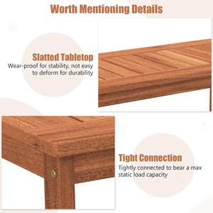 2-Tier Solid Wood Outdoor Coffee Table with Storage Shelf
