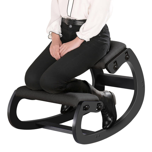 Adjustable Ergonomic Kneeling Chair – Rocking Posture Stool with Solid Wood Frame