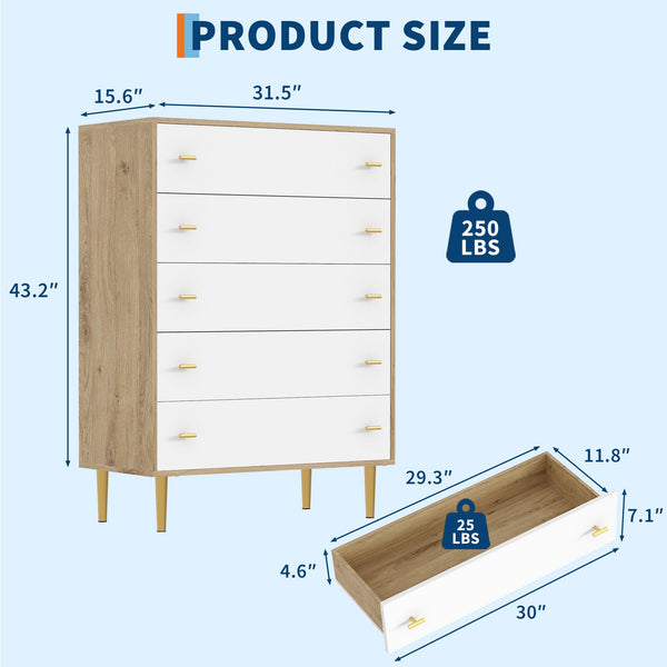 Farmhouse 5-Drawer Dresser