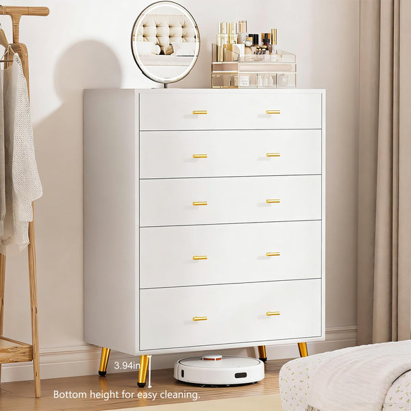 5-Drawer Dresser with LED Lights and Tempered Glass Top
