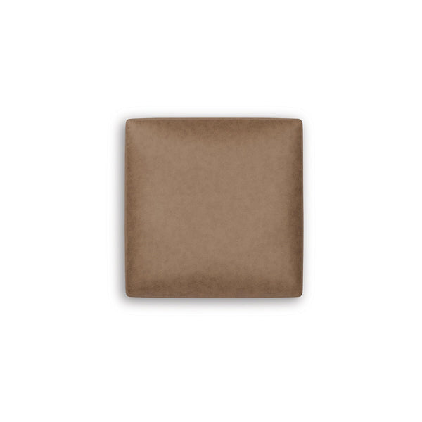 Oversized Faux Leather Accent Ottoman – Light Brown
