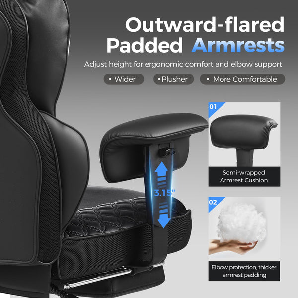 High-Back Ergonomic Office Chair – Reclining, Footrest & Pocket Spring Lumbar Support