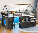 Kids Low Loft Bed Twin with Bookshelf & Reading Nook