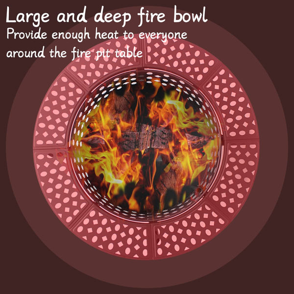 36" Round Wood Burning Fire Pit with Grill, Lid & Cover – 3-in-1 Outdoor Firepit Table