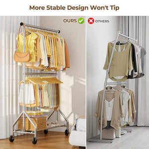 Heavy Duty Double Rod Clothes Rack