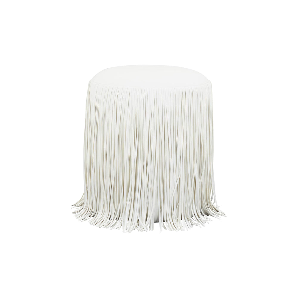 Round Vegan Leather Ottoman with Kiln-Dried Pine Frame