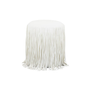 Round Vegan Leather Ottoman with Kiln-Dried Pine Frame