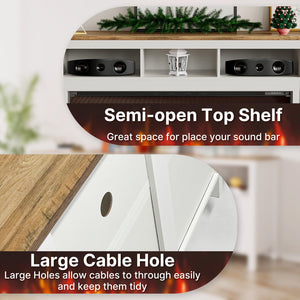 Electric Fireplace TV Stand with Open Storage – 55 to 98 Inch