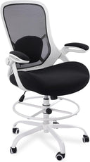 Tall Drafting Chair with Flip-Up Armrests & Adjustable Footrest