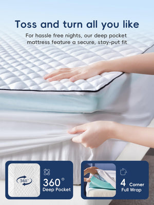 Memory Foam Mattress Topper - Dual Layer Cooling Pillow Top