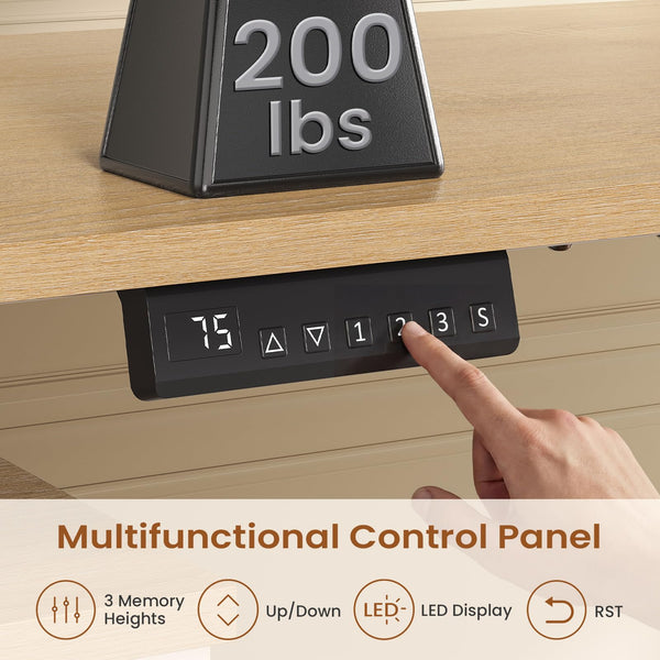 L-Shaped Electric Standing Desk with Drawers & Power Outlet