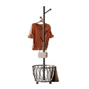 Freestanding Metal Coat Rack with Basket
