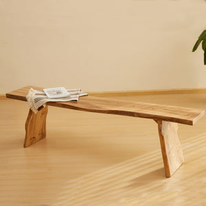 Live Edge Solid Elm Wood Bench