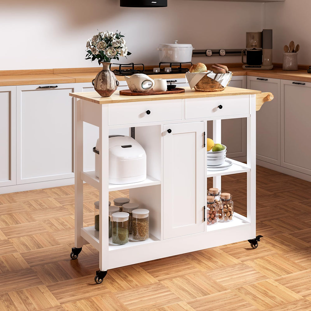 Rolling Kitchen Island Cart with Storage