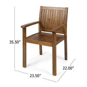 Outdoor Acacia Wood Dining Chairs Set of 2 – Teak Finish