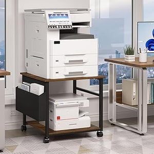 Rolling Printer Stand with Storage Shelf & Lockable Wheels
