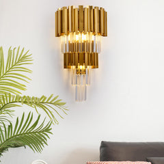 Modern Crystal Gold Wall Sconce 3-Light