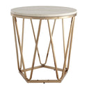 Round Faux Travertine End Table
