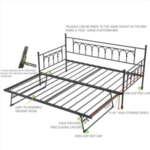 Twin Metal Daybed with Pop-Up Trundle