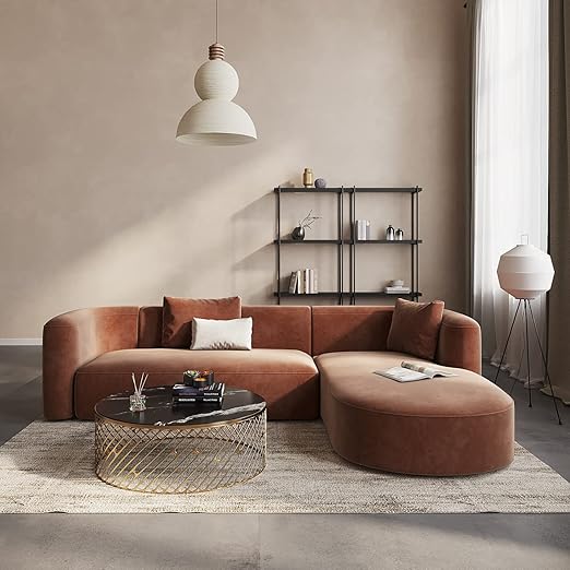 Modern Velvet Sofa Couch with Deep Seating