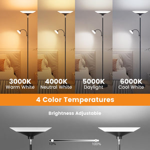 Dual-Zone LED Torchiere Floor Lamp with Remote