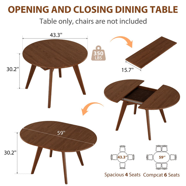Solid Wood Expandable Round Dining Table