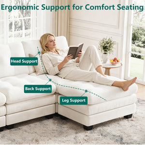 Modular U-Shaped Sectional Sofa with Movable Ottomans