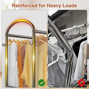 Heavy Duty Double Rod Rolling Garment Rack