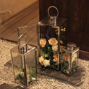 Stainless Steel Glass Candle Lanterns Set of 3 – Indoor & Outdoor Decorative Lanterns