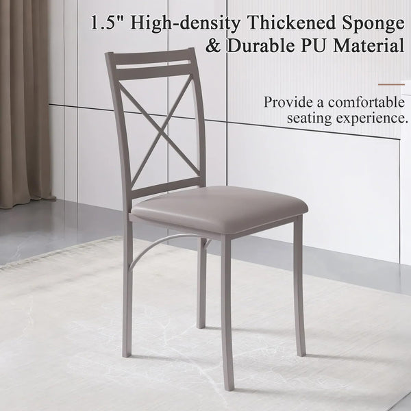 5-Piece Round Dining Table Set with 4 Upholstered Chairs
