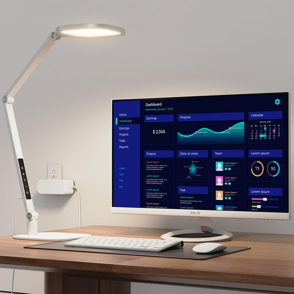LED Swing Arm Desk Lamp with Dimmer & Timer