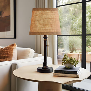 Small Pull Chain Table Lamp with Fabric Shade 19.5"