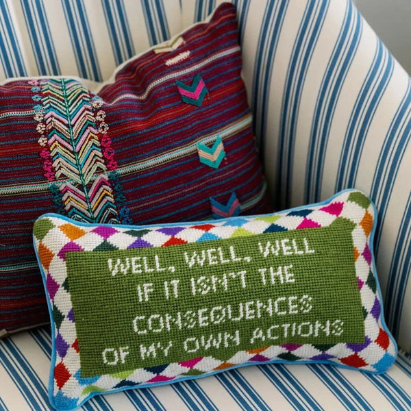 Needlepoint Decorative Throw Pillow – Well Well Well