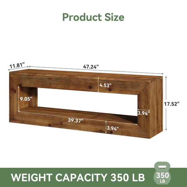 Solid Wood Entryway Bench with Storage Shelf