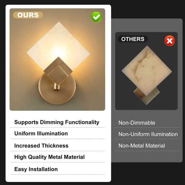 Natural Marble Wall Sconces – Hardwired Modern Wall Light