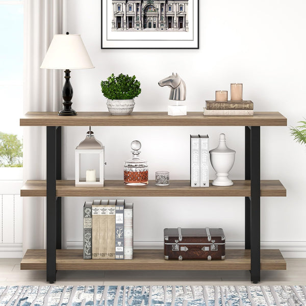 3-Tier Console Table with Storage Shelves – 47 Inch Entryway Sofa Table
