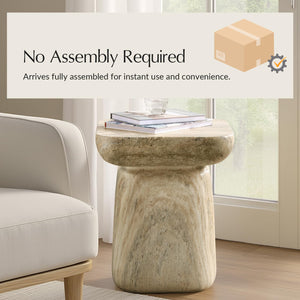 Concrete Pedestal Side Table with Faux Marble Finish