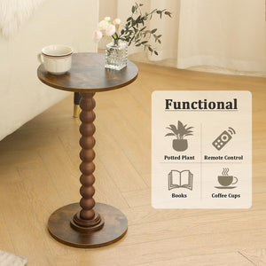 Round Side Table with Solid Wood Legs