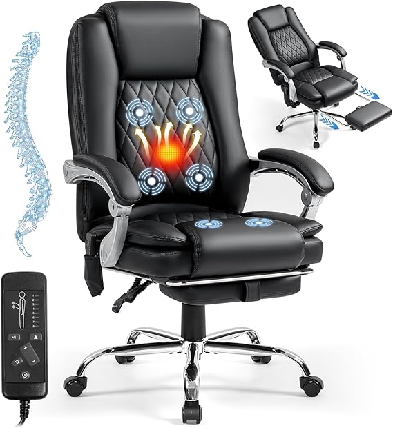 Ergonomic Massage Office Chair with Footrest