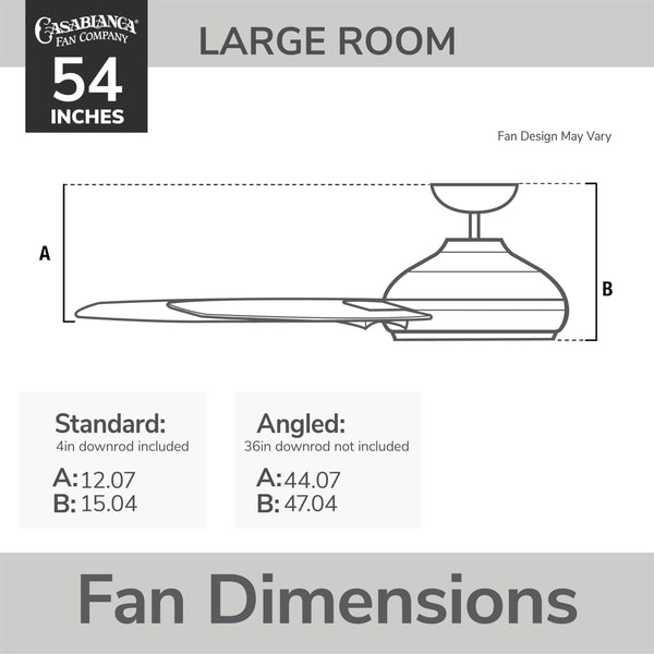 54-Inch Indoor Ceiling Fan with LED Light & Wall Control